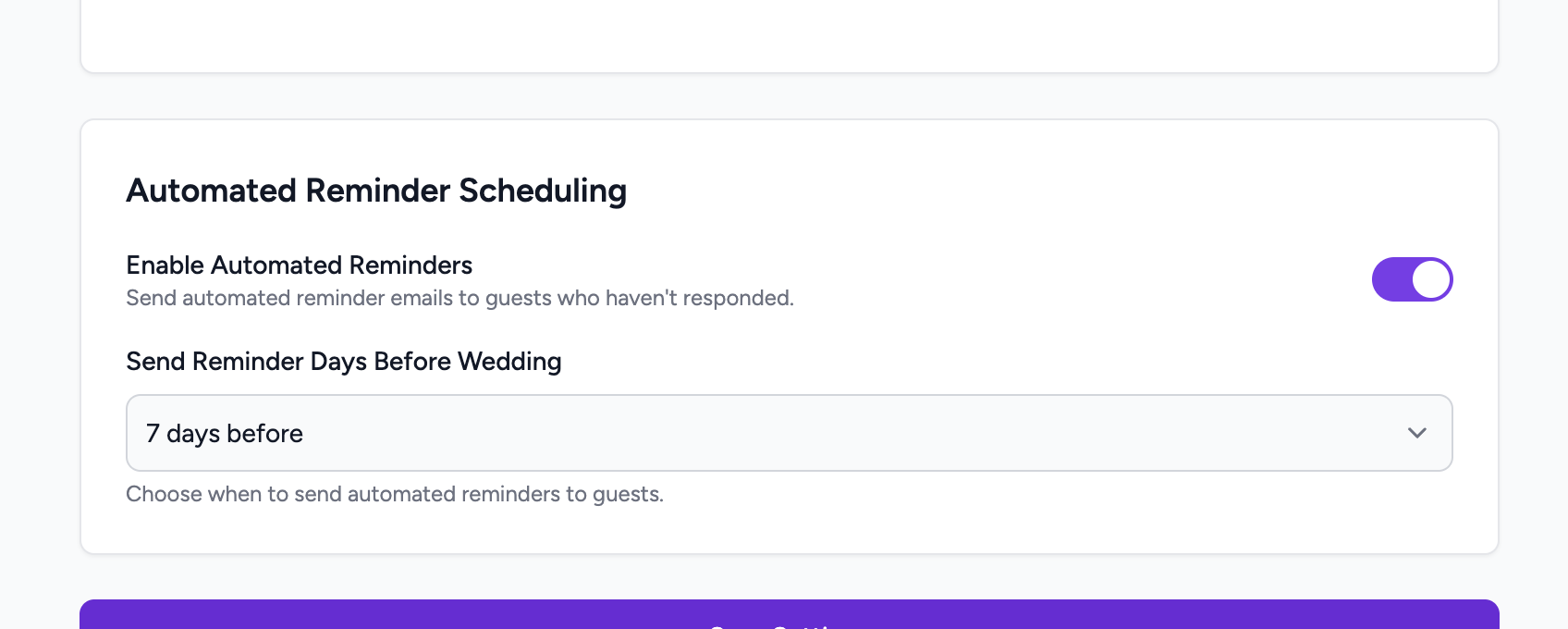 Enable Automated Reminders toggle switched on (blue)