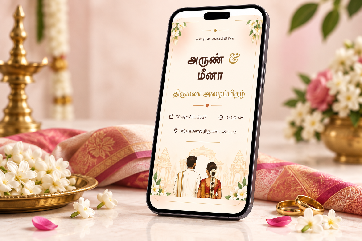 அருண் & மீனா திருமண அழைப்பிதழ் - Page2Party தமிழ் டிஜிட்டல் invitation preview