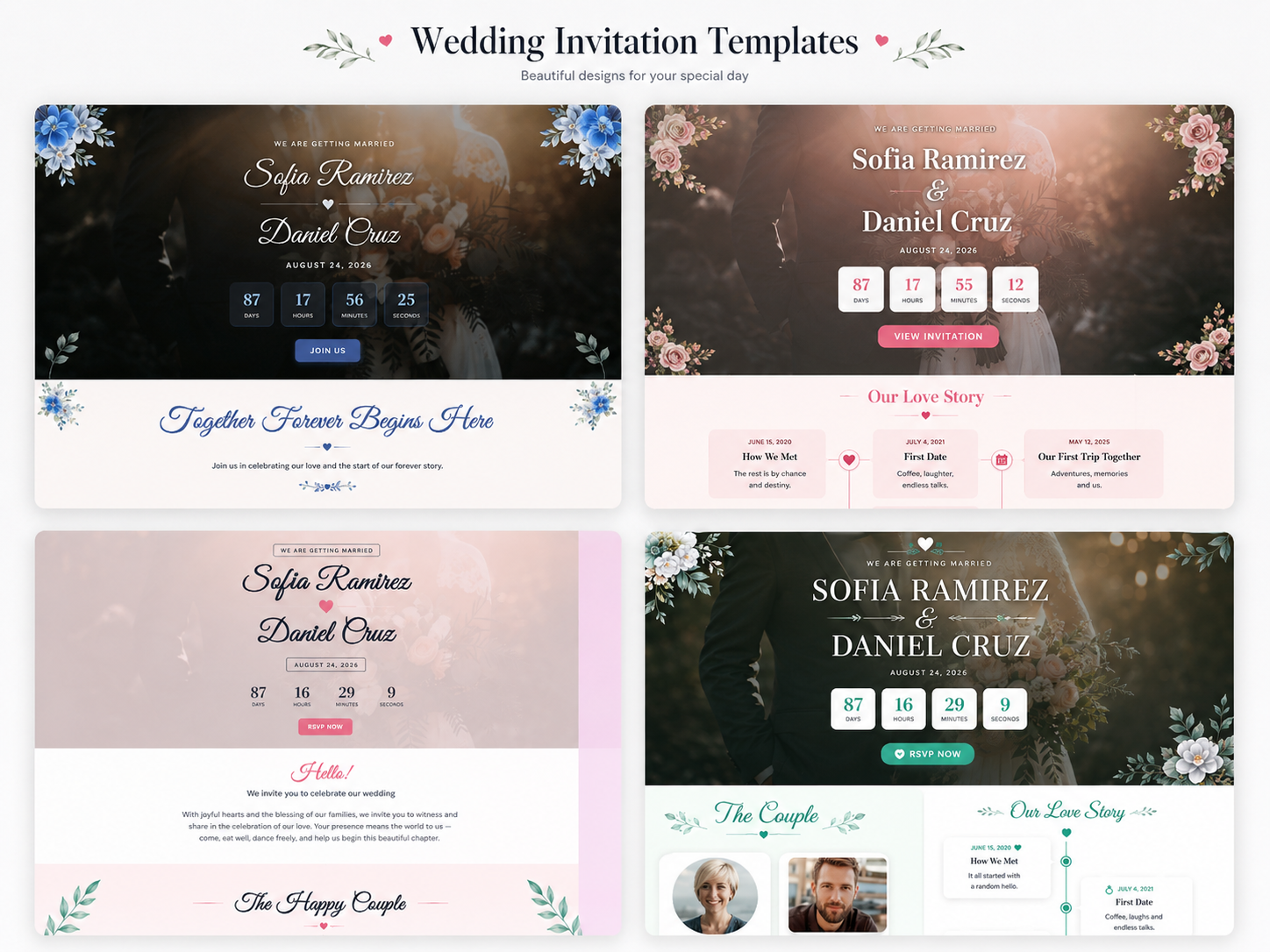 Wedding invitation template showcase