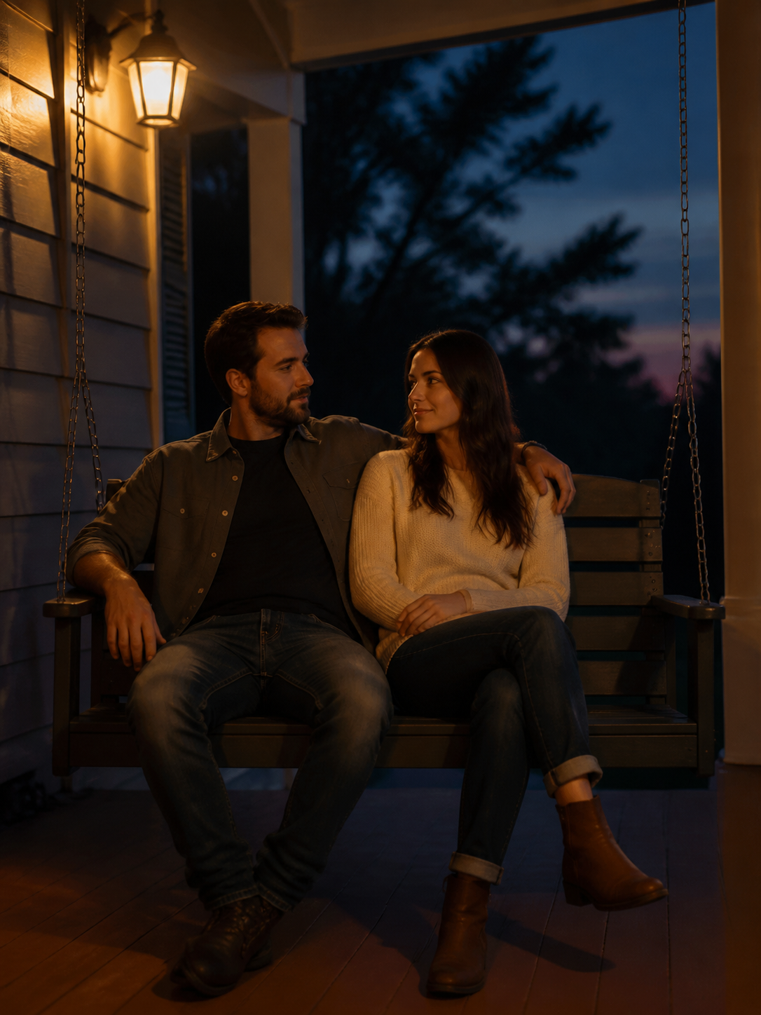 Front Porch Evening AI wedding photoshoot prompt