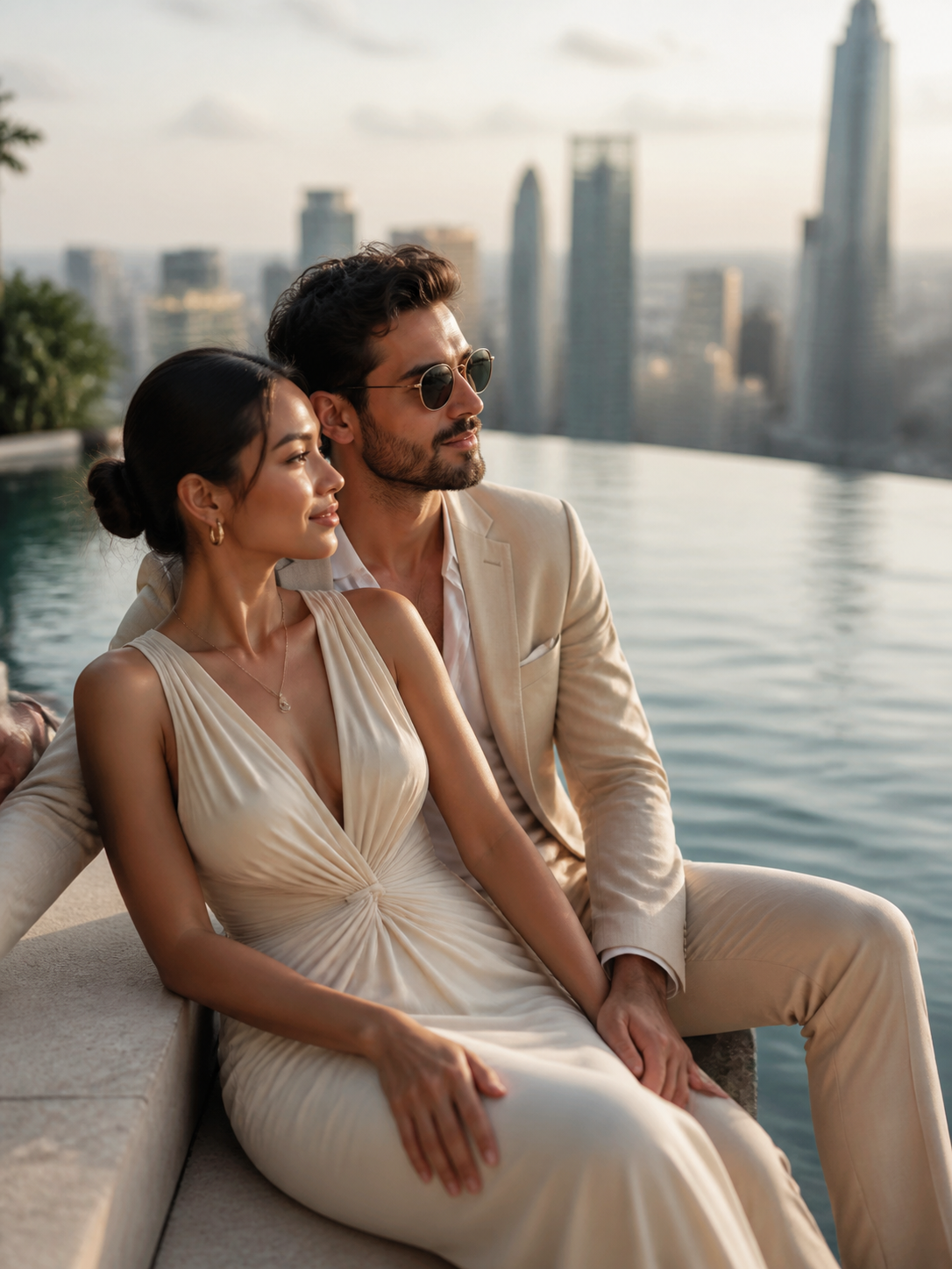 Infinity Pool Terrace AI wedding photoshoot prompt