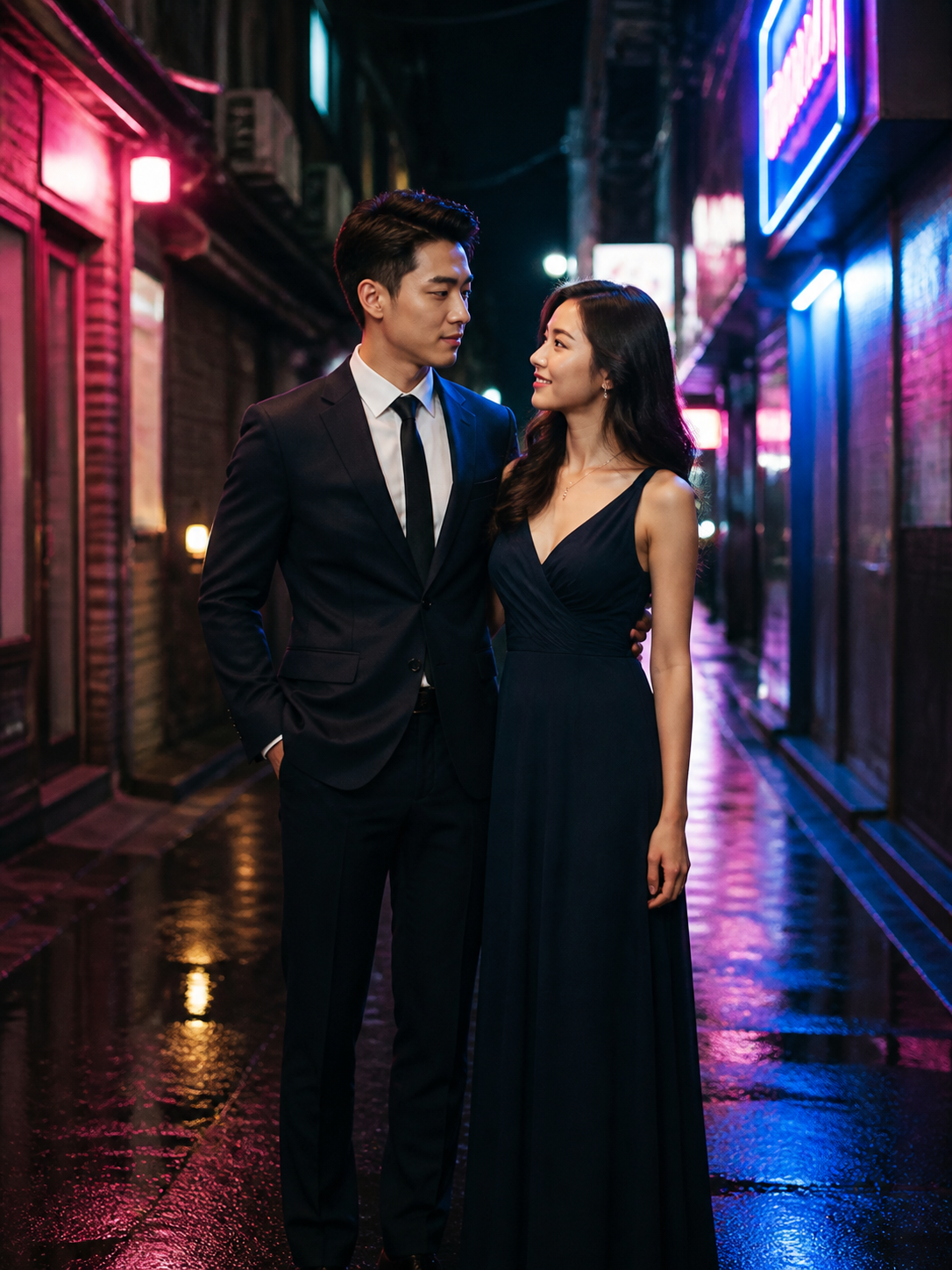 Neon Alley Portrait AI wedding photoshoot prompt