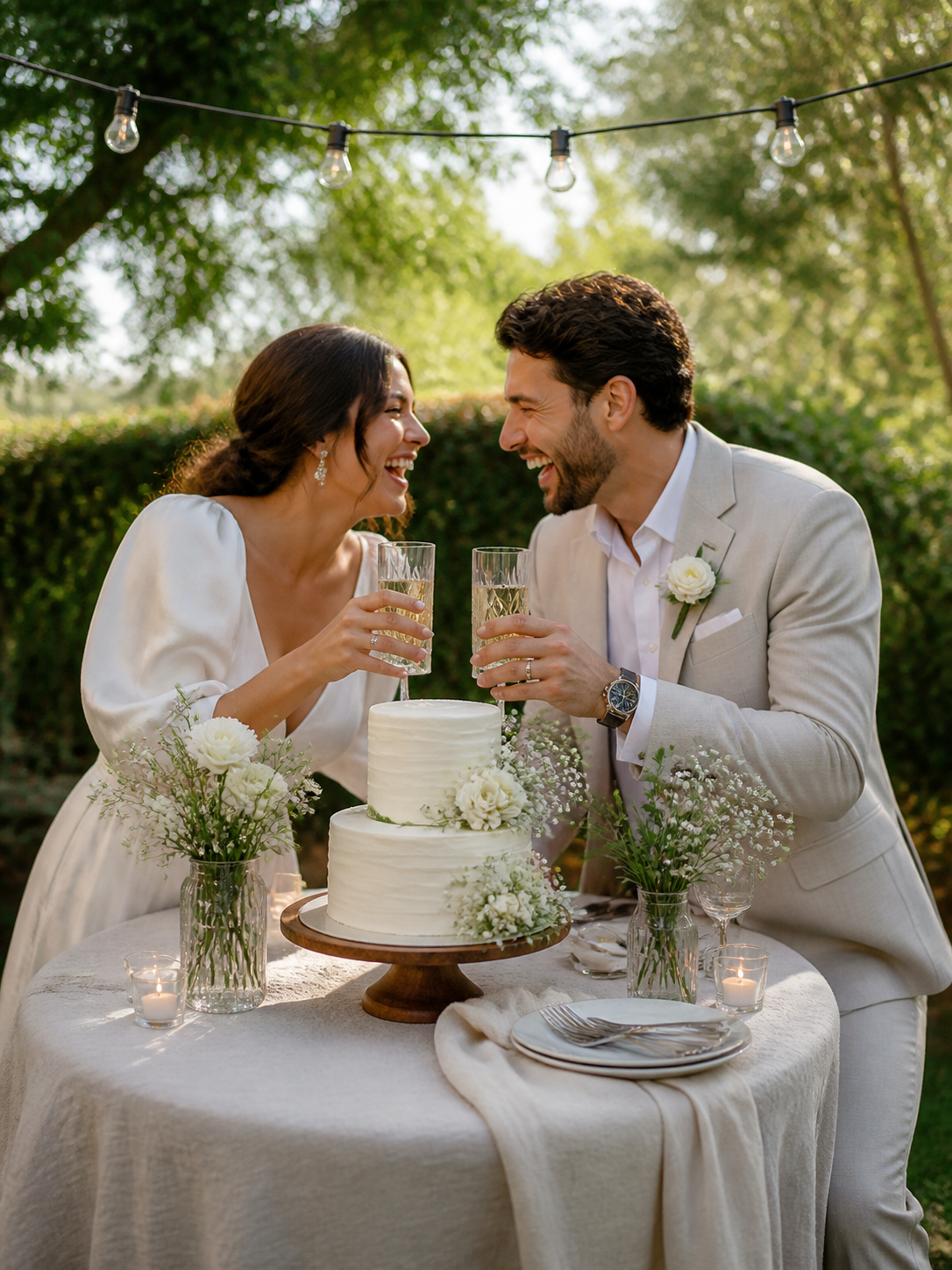 Private Garden Cake Toast AI wedding photoshoot prompt