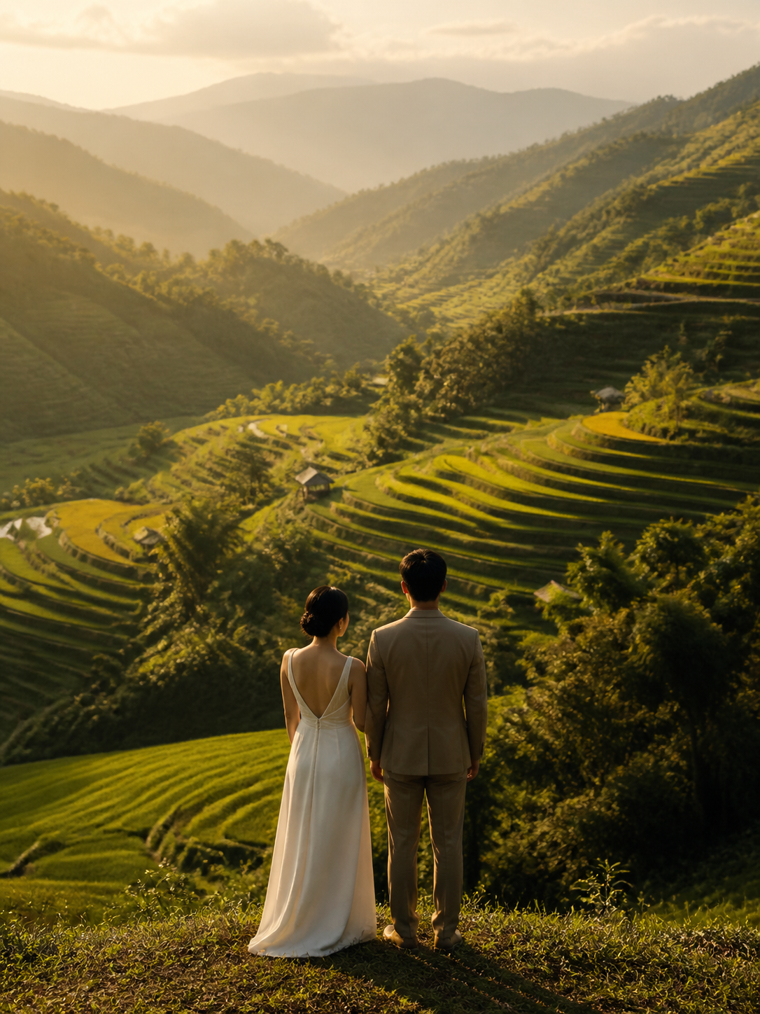 Rice Terrace Overlook AI wedding photoshoot prompt
