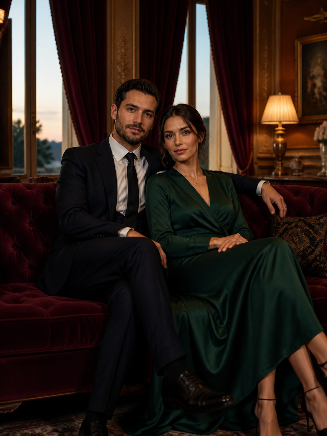 Velvet Drawing Room AI wedding photoshoot prompt